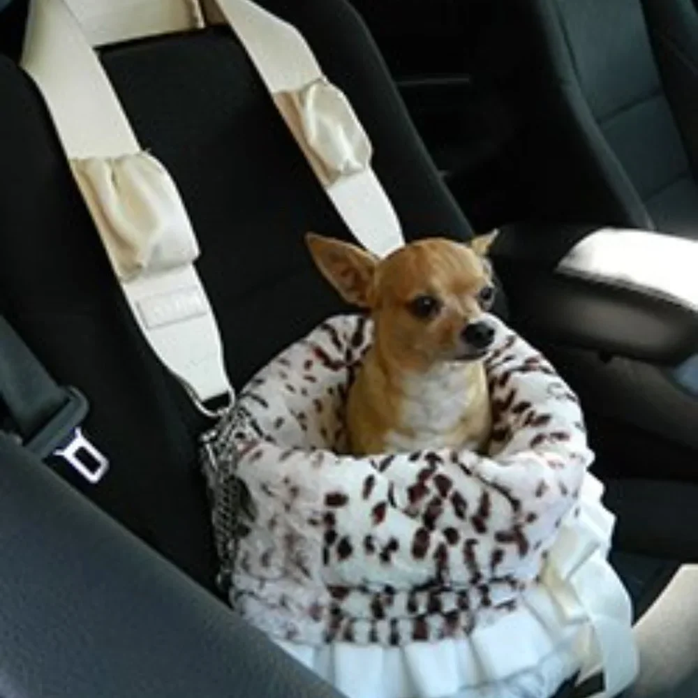 Luxury Soft 3-in-1 Reversible Leopard Pet Travel Carrier, Bed & Car Seat